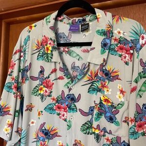 DISNEY Stitch Hawaiian Funcle Shirt XXL Lightweight Tropical Hibiscus Breezy Fun